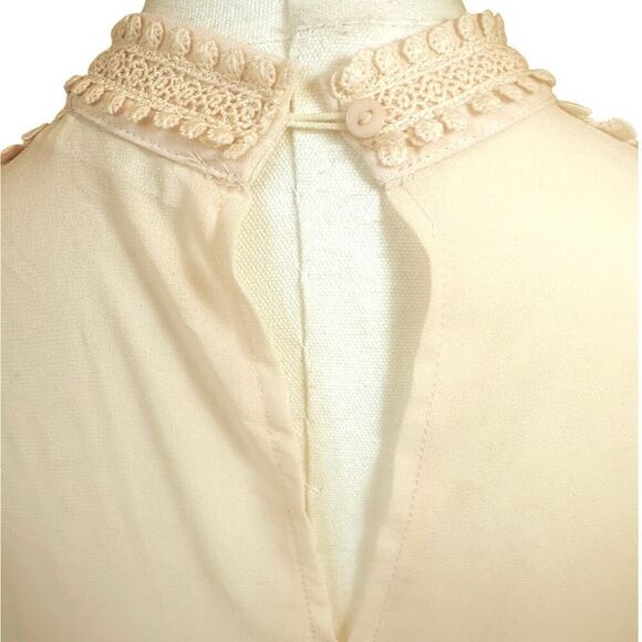 Coastal Cowgirl Blouse Layered Fringe Romantic Sleeve Cutouts Top Size Large - Picture 6 of 14